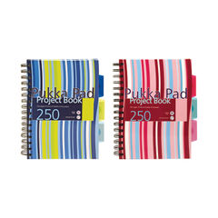 View more details about Pukka Pad Stripes A5 Blue/Pink Wirebound Notebook (Pack of 3)