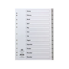 View more details about Concord A4 Grey Jan-Dec Tabs 12 Part Index Dividers