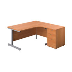 View more details about First 1600mm Beech/Silver Right Hand Radial Desk with Pedestal