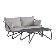 View more details about NG Teddi Outdoor Loveseat/Coffee Table Charcoal