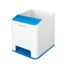 View more details about Leitz WOW White/Blue Sound Booster Pen Holder