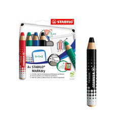 View more details about Stabilo Markdry Whiteboard Pencils x4 Plus 5 Free Black MARKdry Pencils