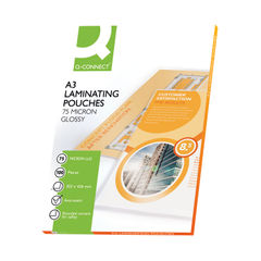 View more details about Q-Connect A3 150 Micron Laminating Pouches (Pack of 100)