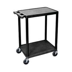 View more details about Multipurpose 2 Shelf Trolley Moulded Polyethylene 150kg Capacity Black