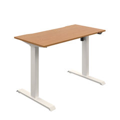 View more details about Okoform Single Motor Sit/Stand Heated Desk 1200x600x734-1234mm Nova Oak/White