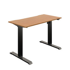 View more details about Okoform Single Motor Sit/Stand Heated Desk 1200x600x734-1234mm Nova Oak/Black