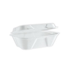 View more details about Vegware Bagasse Takeaway Box Clamshell 7x5 inch White (Pack of 500)