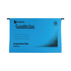 View more details about Rexel Crystalfile Flexi Standard Foolscap 15mm Blue - (Pack of 50)