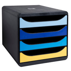 View more details about Exacompta Bee Blue Assorted Recycled 4 Drawer Big Box