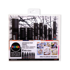 View more details about Posca Uni Black Assorted Nib Paint Marker Set (Pack of 8)