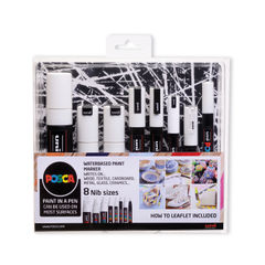 View more details about Posca Uni White Assorted Nib Paint Marker Set (Pack of 8)