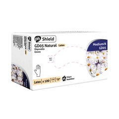 View more details about Shield Medium Natural Powder-Free Latex Gloves (Pack of 100)