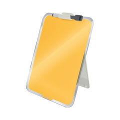 View more details about Leitz Cosy Glass Drywipe Desktop Easel Whiteboard Warm Yellow