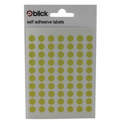 View more details about Blick Yellow Coloured Labels in Bags Round 8mm Dia (Pack of 9800)