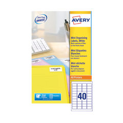 View more details about Avery 45.7 x 25.4mm White Mini Organising Laser Labels (Pack of 1000)