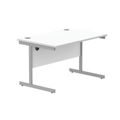 View more details about Astin Rectangular Single Upright Cantilever Desk 1200x800x730mm White/Silver