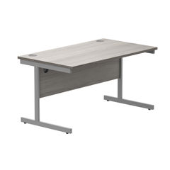 View more details about Astin Rectangular Single Upright Cantilever Desk 1400x800x730mm Grey Oak/Silver