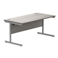 View more details about Astin Rectangular Single Upright Cantilever Desk 1600x800x730mm Grey Oak/Silver