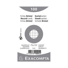  Exacompta Bristol Squared Record Cards, 75 x 125 mm