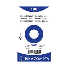 View more details about Exacompta Record Cards 75x125mm Plain White x20 (Pack of 2000)