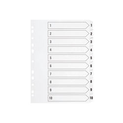 Q-Connect 1-10 Index Multi-Punched Reinforced Board Clear Tab A4 White KF01528