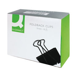 Q-Connect 51mm Foldback Clip Black, Pack of 10 | KF01286