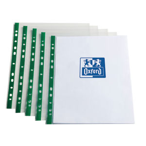 Oxford Punch Pocket Green Spine A4 Clear (Pack of 100)