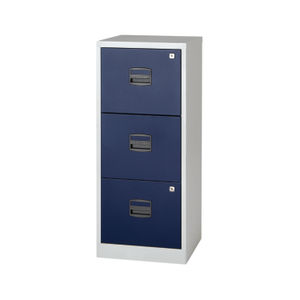 Bisley H1015mm Grey/Blue Home 3 Drawer Filing Cabinet