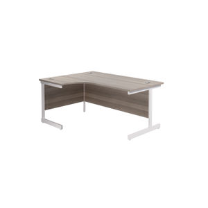 Jemini 1600mm Left Hand Grey Oak/White Radial Desk