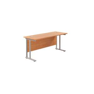 Jemini 1600x600mm Beech/Silver Rectangular Cantilever Desk