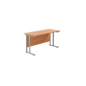 Jemini 1400x600mm Beech/Silver Cantilever Rectangular Desk