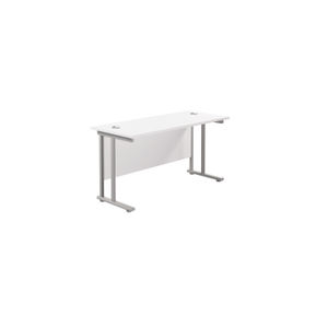 Jemini 1400x600mm White/Silver Cantilever Rectangular Desk