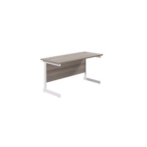 Jemini 1200x600mm Grey Oak/White Single Rectangular Desk