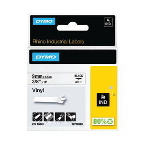 Dymo Vinyl Tape 9mm Black on White