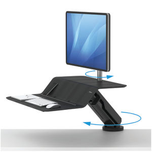 Fellowes Lotus Black Single Station Sit Stand Work Station