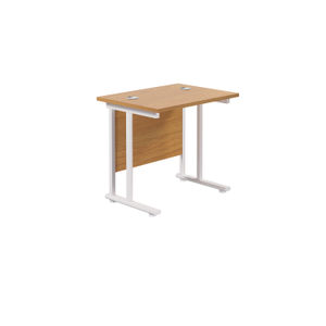 Jemini 800x600mm Nova Oak/White Cantilever Rectangular Desk