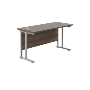 Jemini 1200x600mm Dark Walnut/Silver Rectangular Cantilever Desk