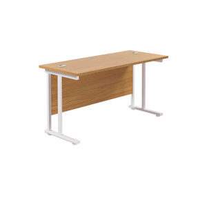 Jemini 1200 x 600mm Nova Oak/White Cantilever Rectangular Desk