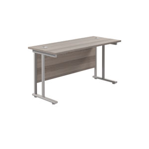 Jemini 1400x600mm Grey Oak/Silver Cantilever Rectangular Desk