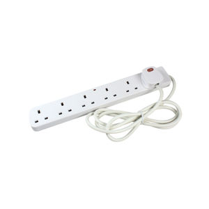 6-Way Surge Protection White Extension Lead Cable