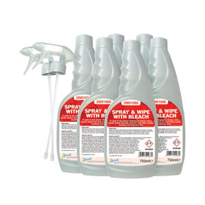 2Work 750ml Spray and Wipe with Bleach Sprays (Pack of 6)