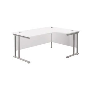 Jemini  White/Silver Cantilever Right Hand Radial Desk