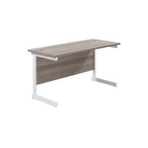 Jemini 1400x600mm Grey Oak/White Single Rectangular Desk