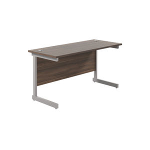 Jemini 1400x600mm Dark Walnut/Silver Single Rectangular Desk