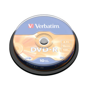 Verbatim Matt Silver 4.7GB 16x Speed DVD-R (Pack of 10)