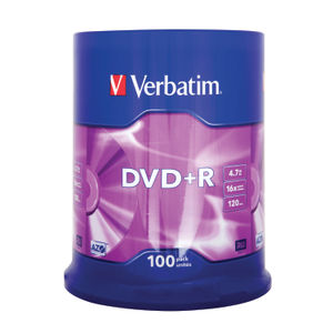 Verbatim Non-Printable 4.7GB 16x DVD+R Discs (Pack of 100)