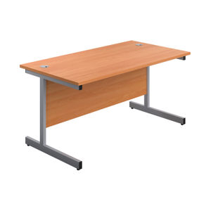 First 1600mm Beech/Silver Single Rectangular Desk