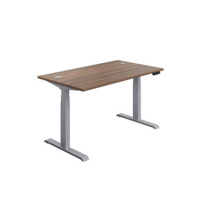 Jemini 1400x800mm Dark Walnut/Silver Sit Stand Desk