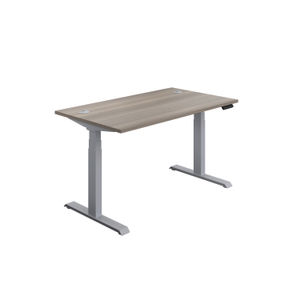 Jemini 1600x800mm Grey Oak/Silver Sit Stand Desk