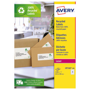 Avery Laser Label Recycled 21 Per Sheet White (Pack of 2100)